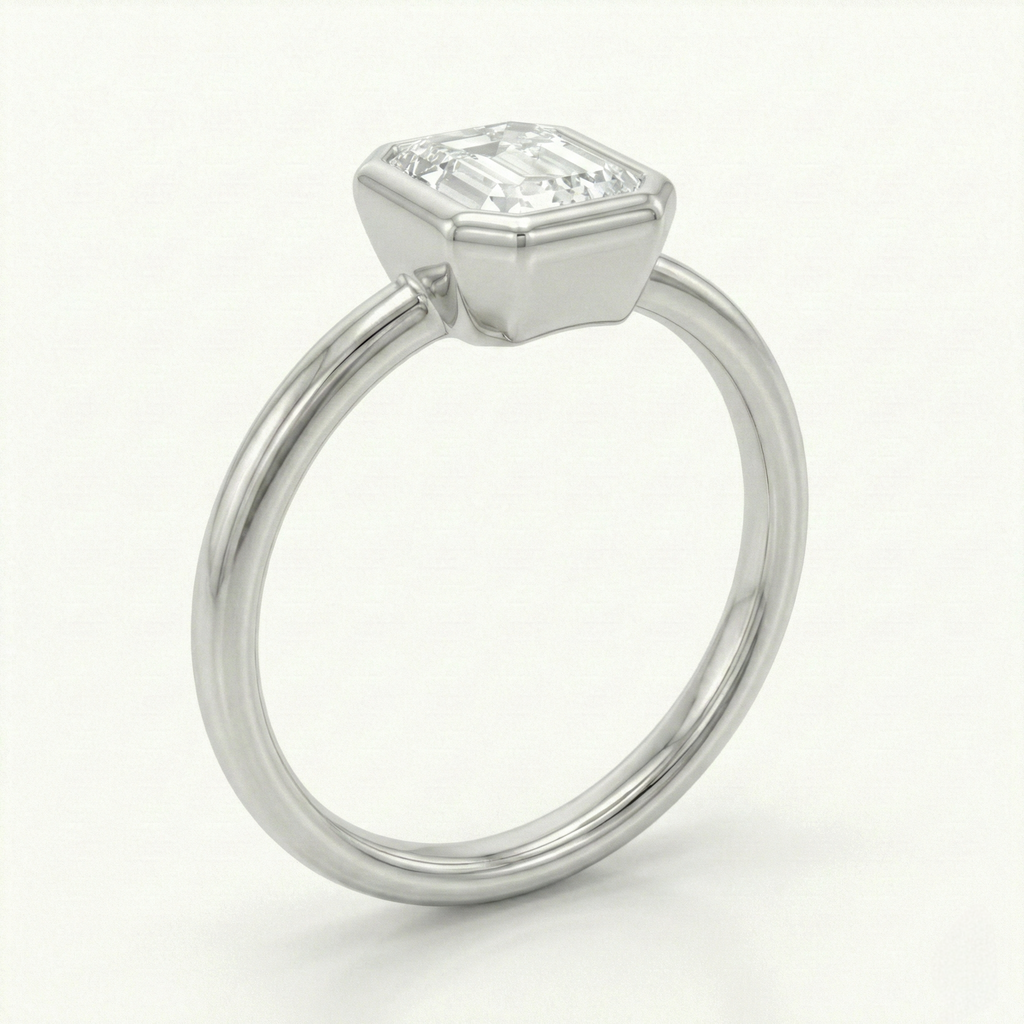 Emerald Cut Bezel Ring