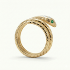 Snake Ring with Emeralds & Diamonds