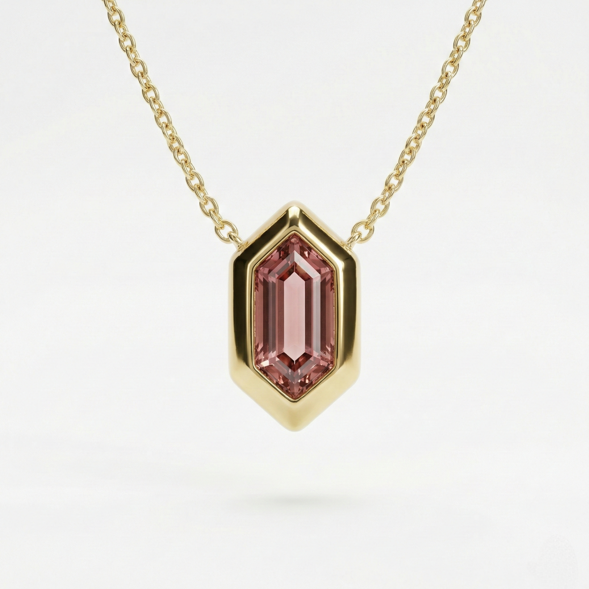 Hexagon-Cut Tourmaline Bezel Pendant