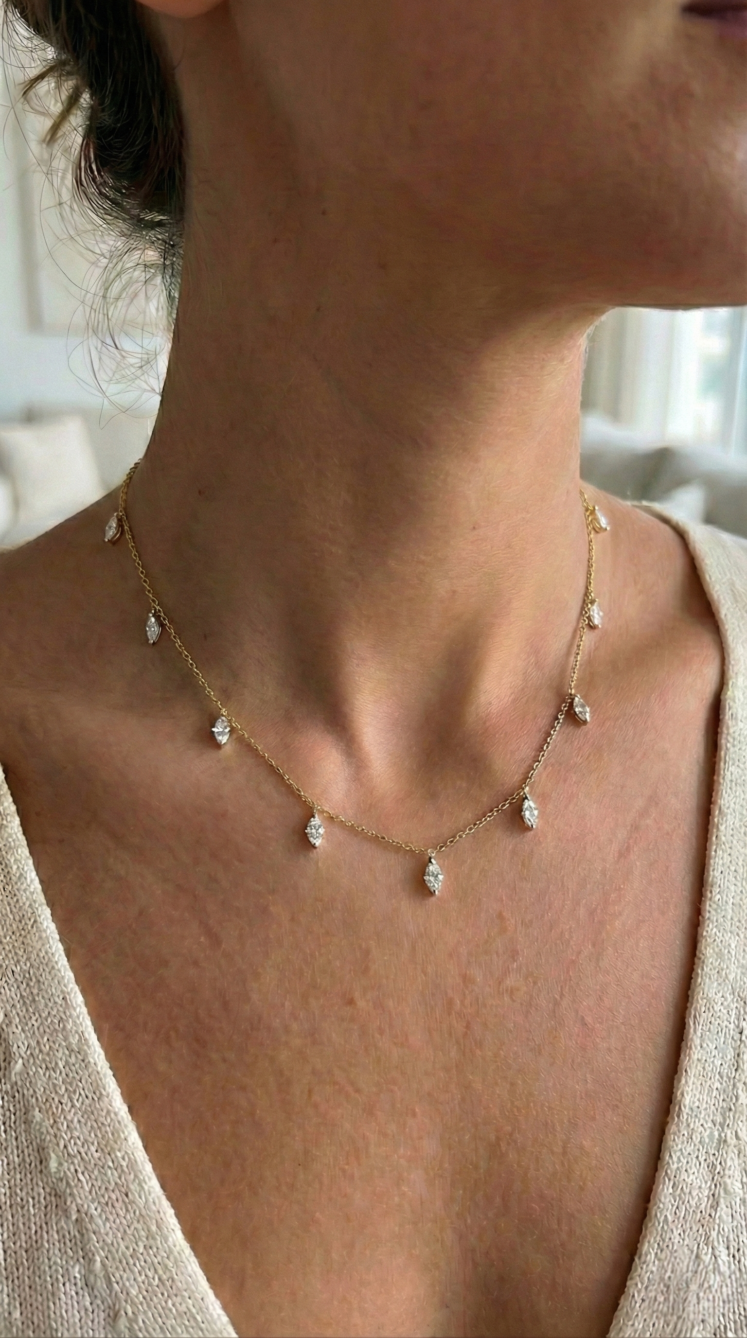 Marquise Diamond Station Necklace