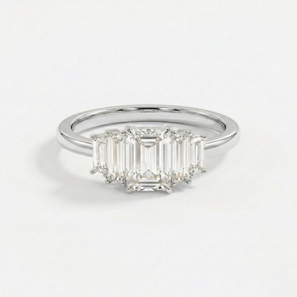 Emerald & Baguette Diamond Ring