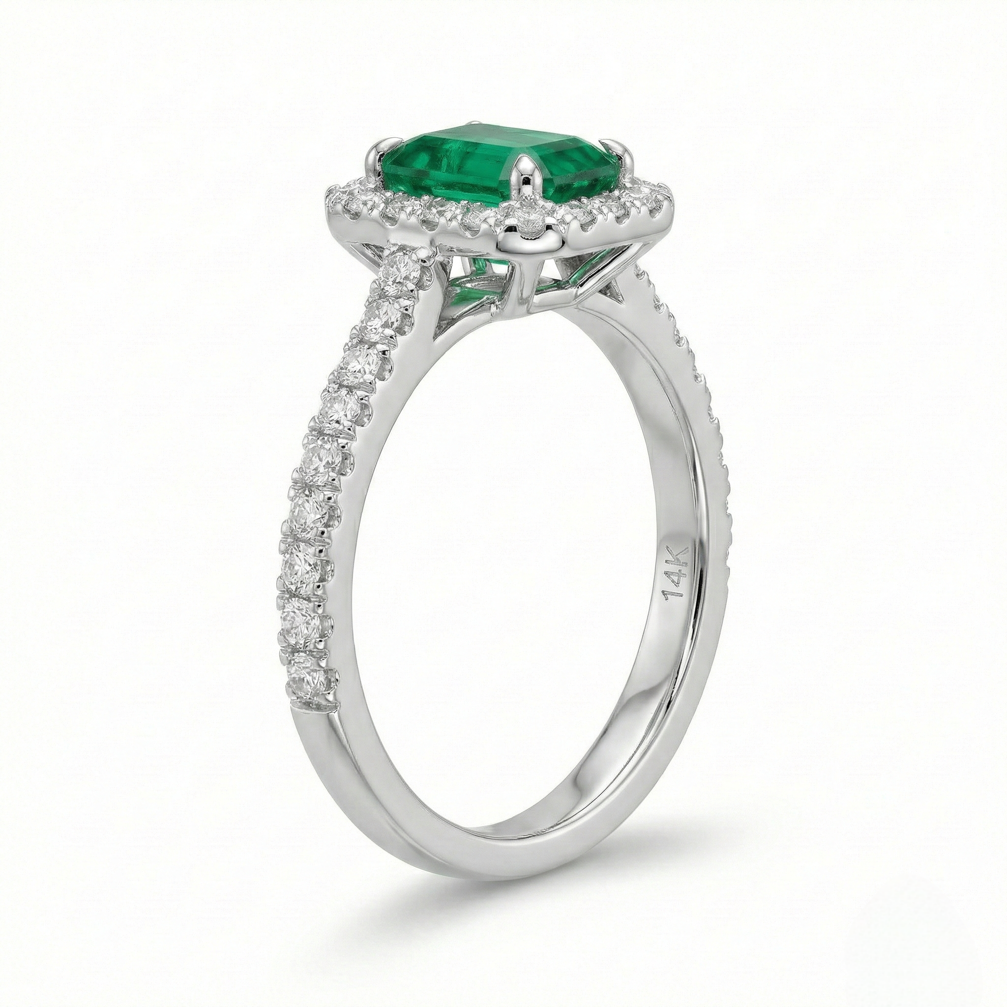 Emerald Halo Ring