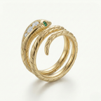 Snake Ring with Emeralds & Diamonds