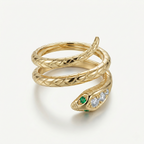 Snake Ring with Emeralds & Diamonds