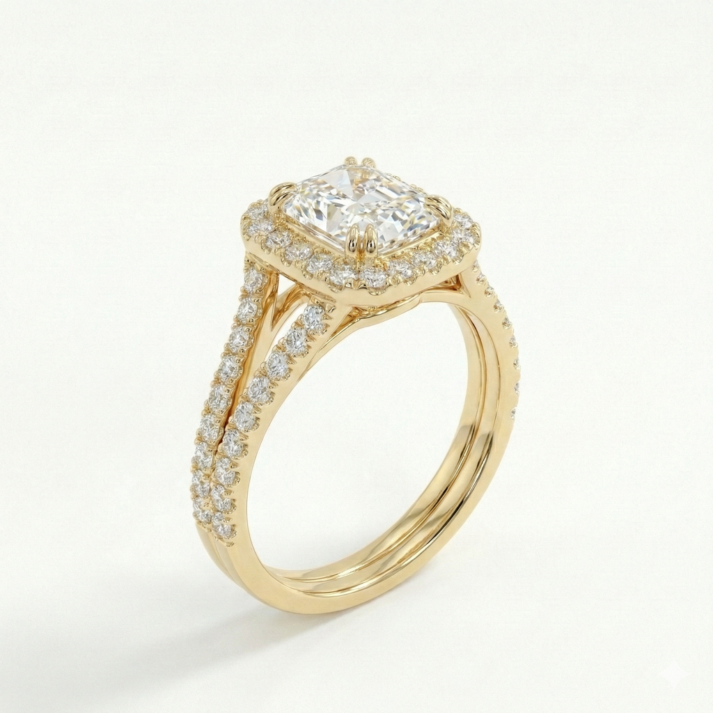 Radiant Halo Split Shank Ring
