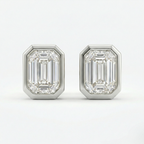Emerald Cut Bezel Earrings
