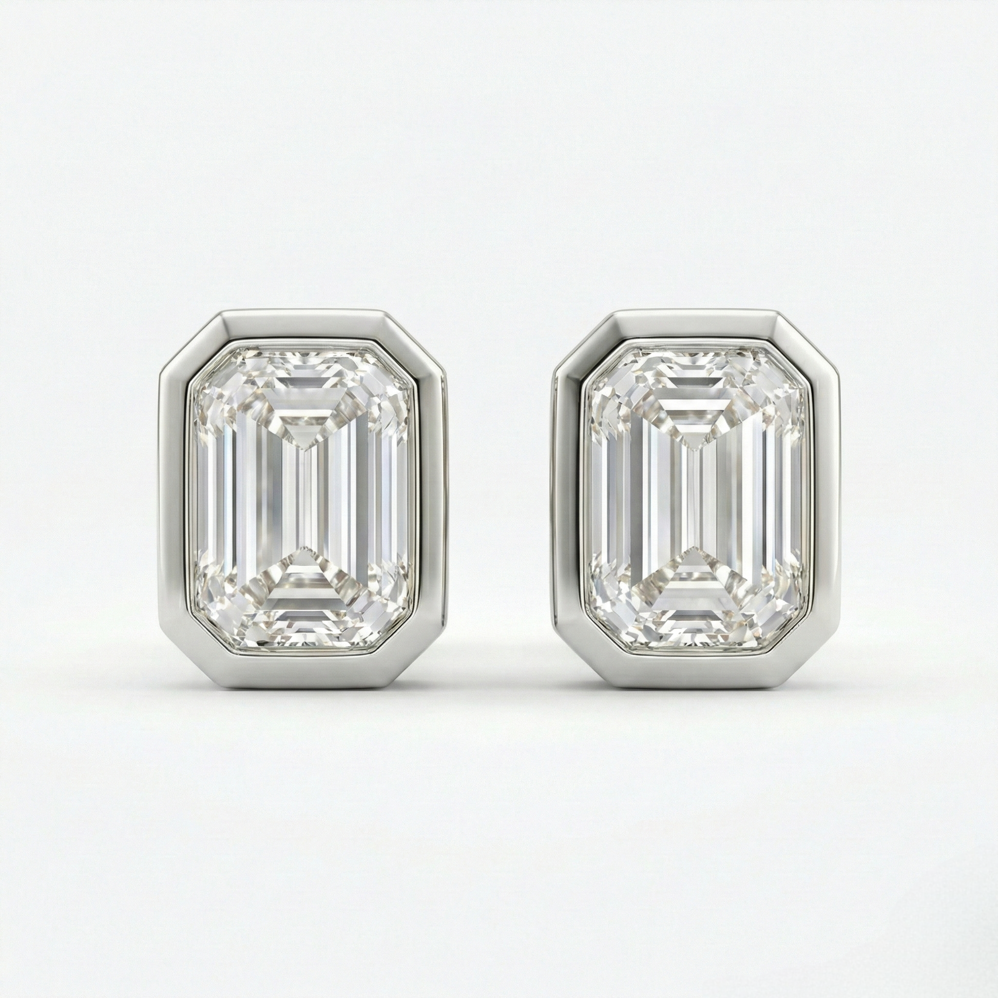 Emerald Cut Bezel Earrings