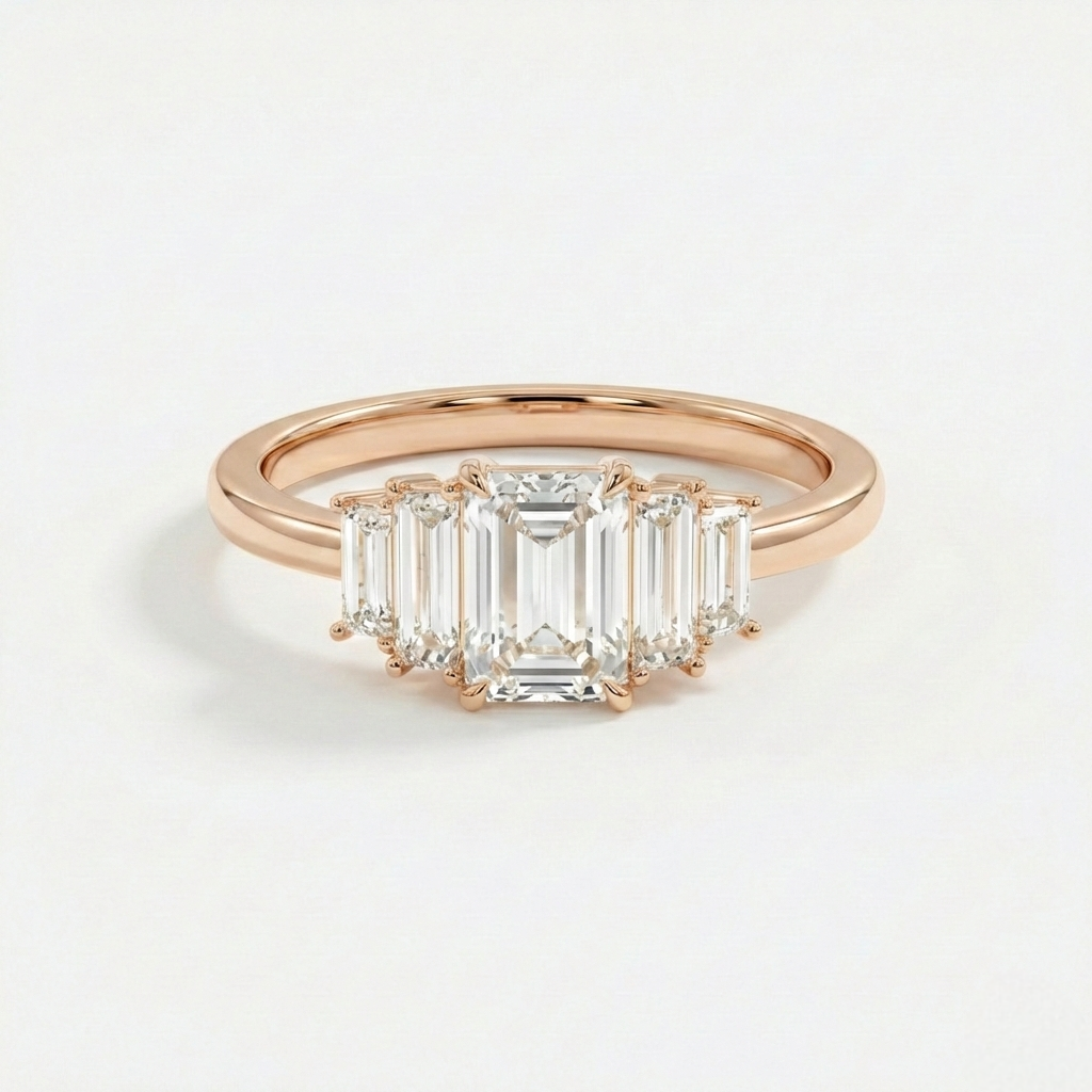 Emerald & Baguette Diamond Ring