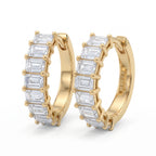 Emerald Cut Diamond Hoop Earrings, 14K gold – Alena Diamonds