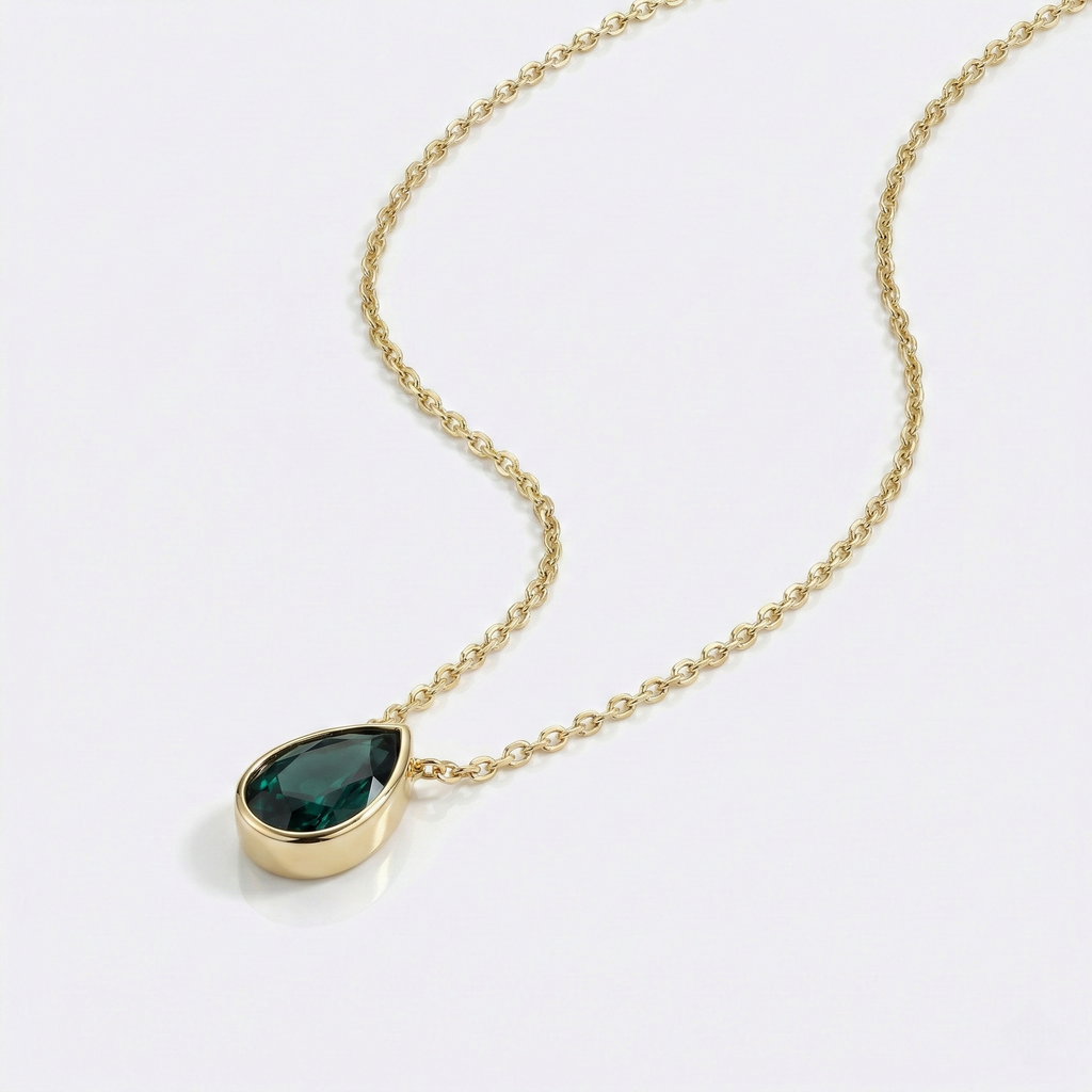 Pear Emerald Bezel Pendant