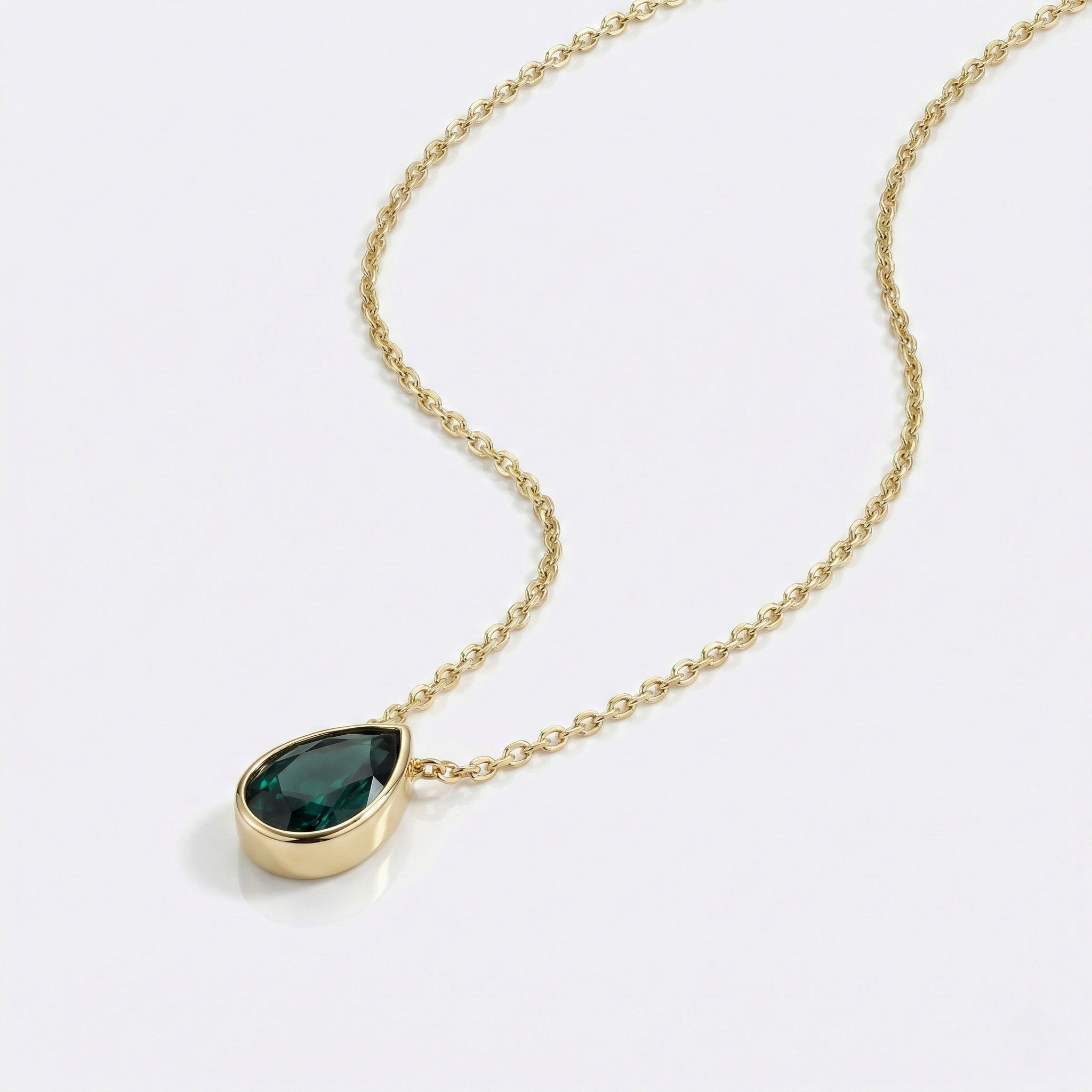 Pear Emerald Bezel Pendant