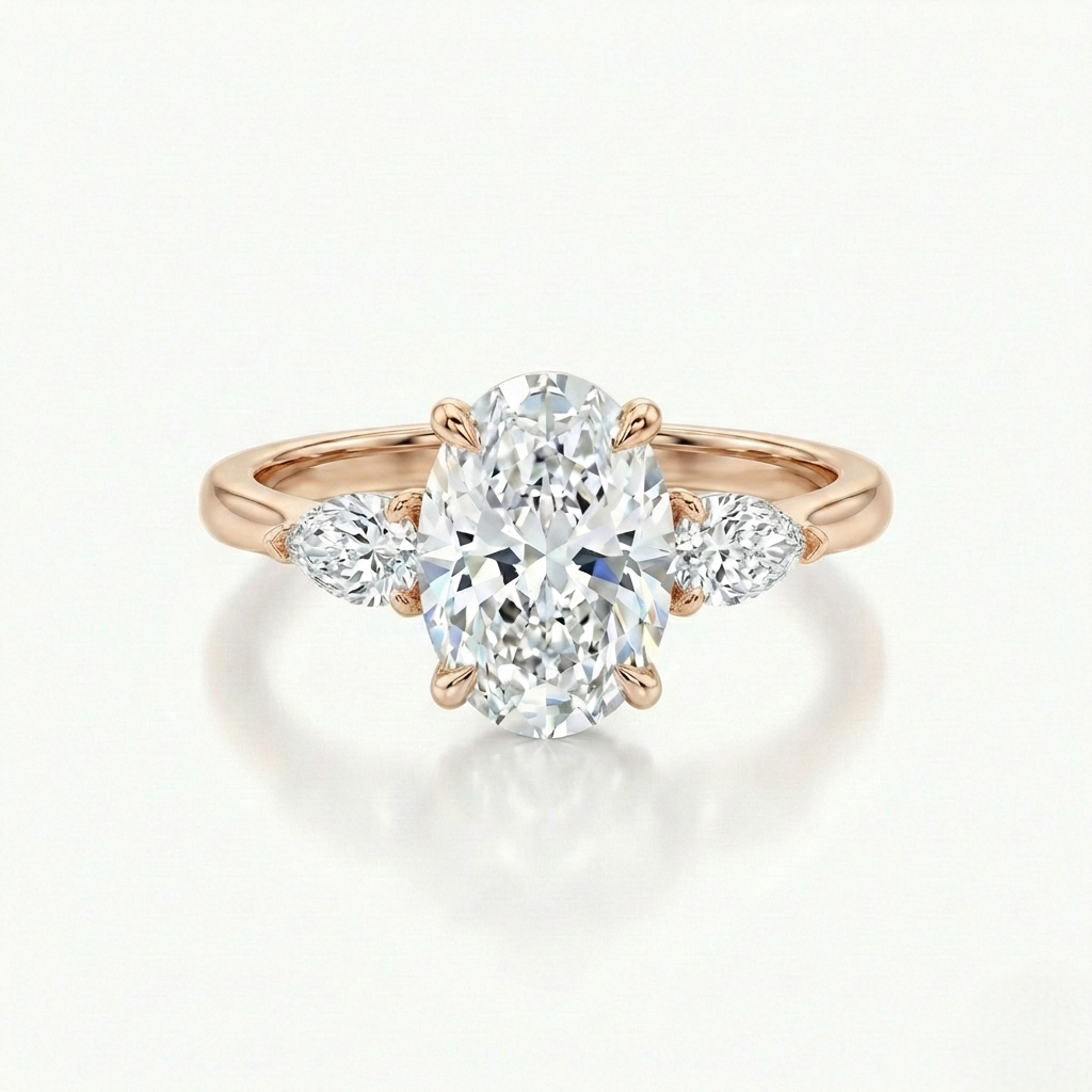 Oval & Pear Cut 3 Stones Ring