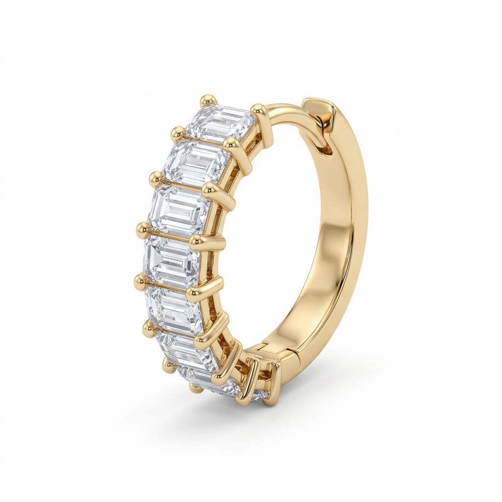 Emerald Cut Diamond Hoop Earrings, 14K gold – Alena Diamonds