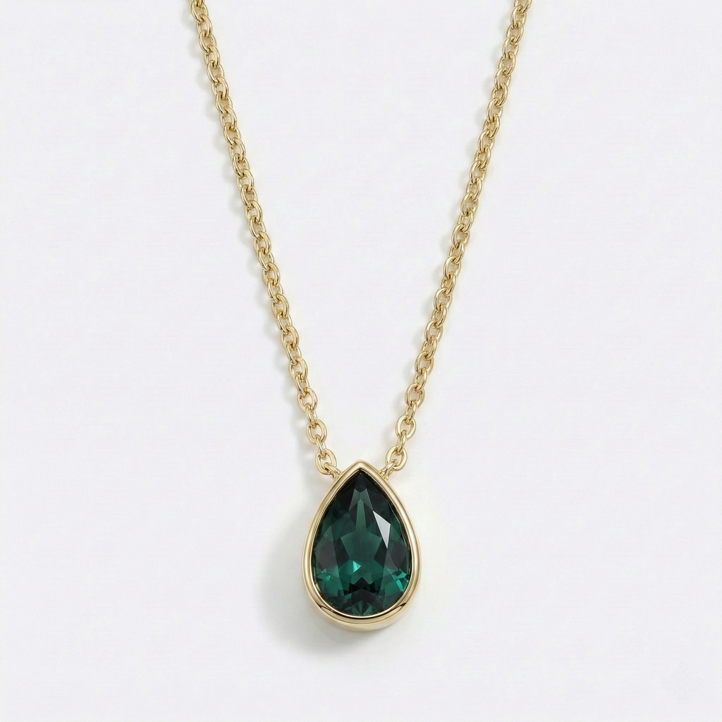 Pear Emerald Bezel Pendant