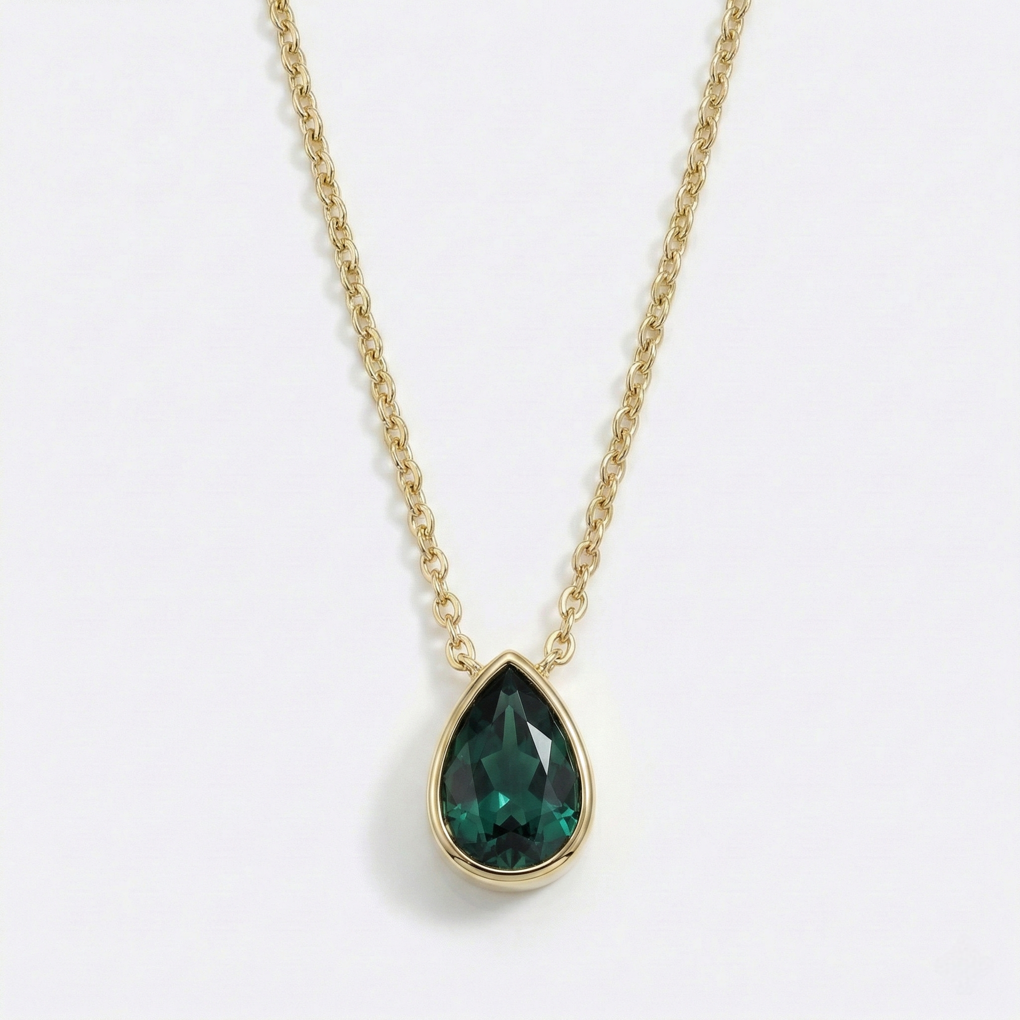 Pear Emerald Bezel Pendant