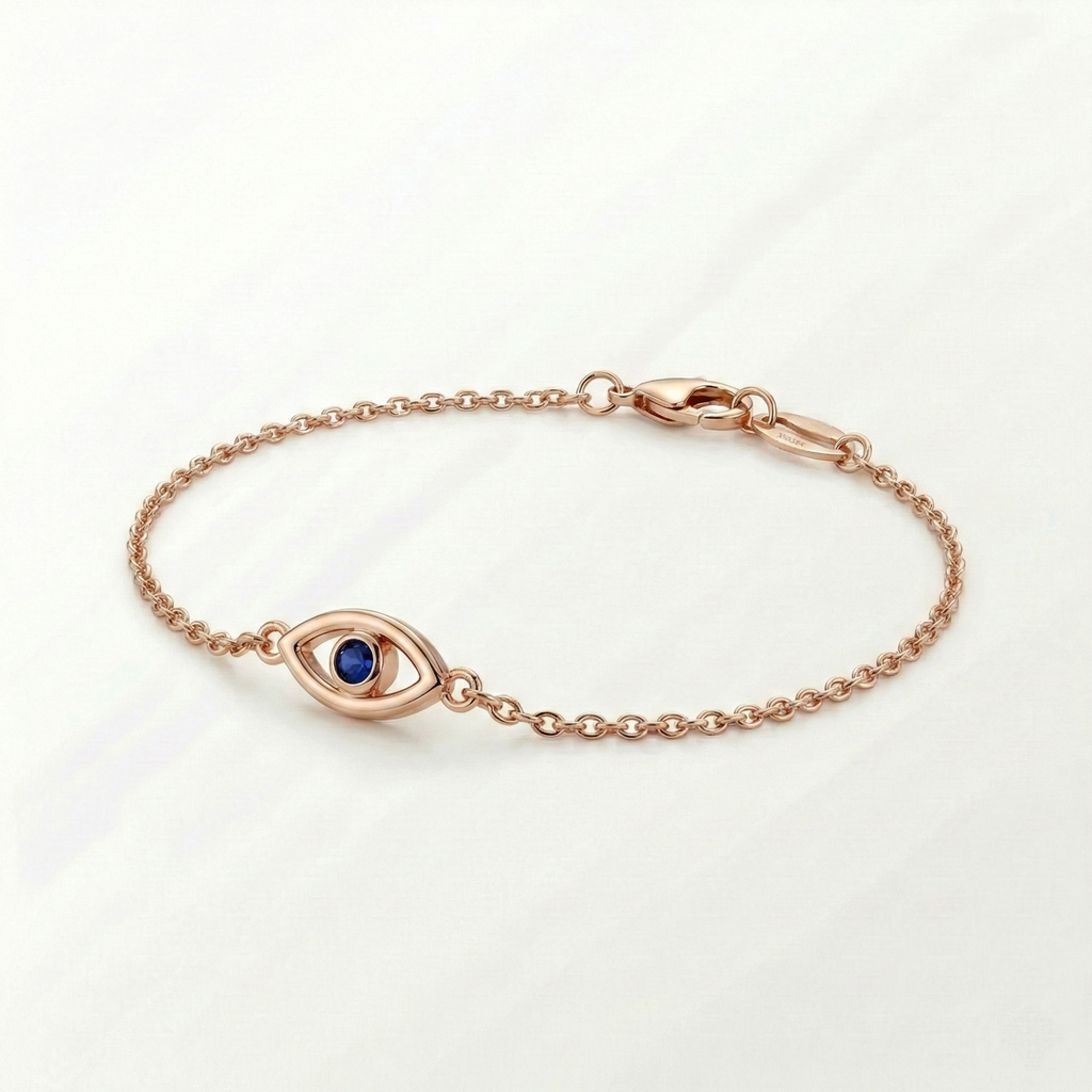 Minimal Evil Eye Sapphire Bracelet