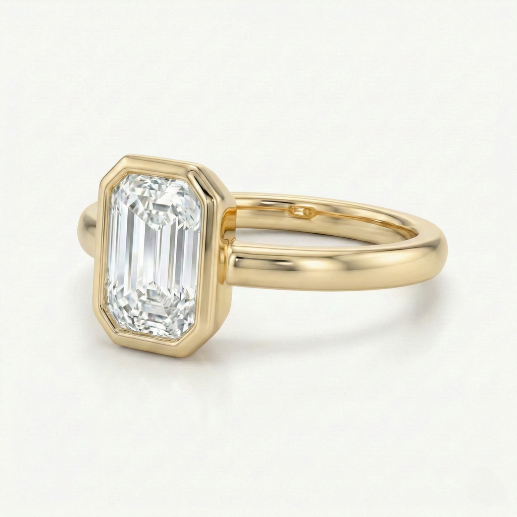Emerald Cut Bezel Ring