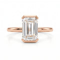 Emerald Cut Half Bezel Solitaire Engagement Ring