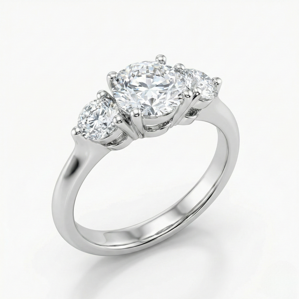 Three Stone Round Diamond Ring