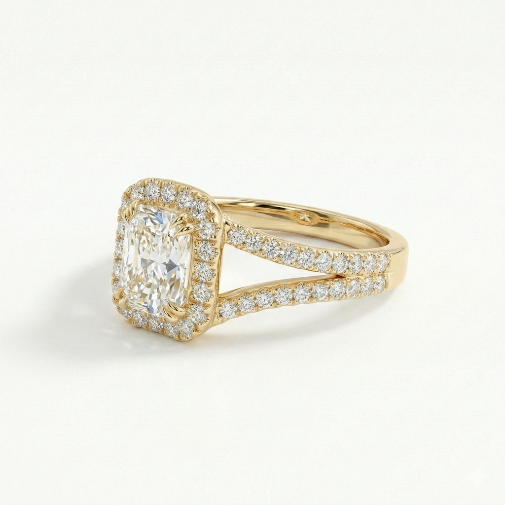 Radiant Halo Split Shank Ring