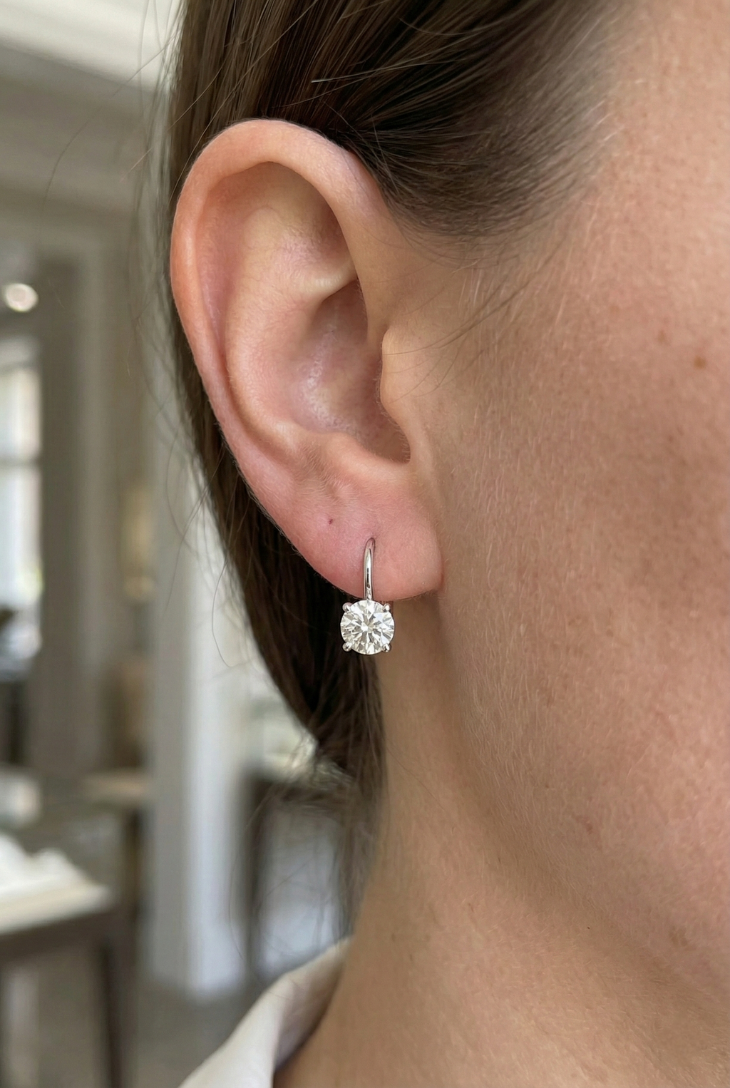 Round Solitaire Hoop Earrings