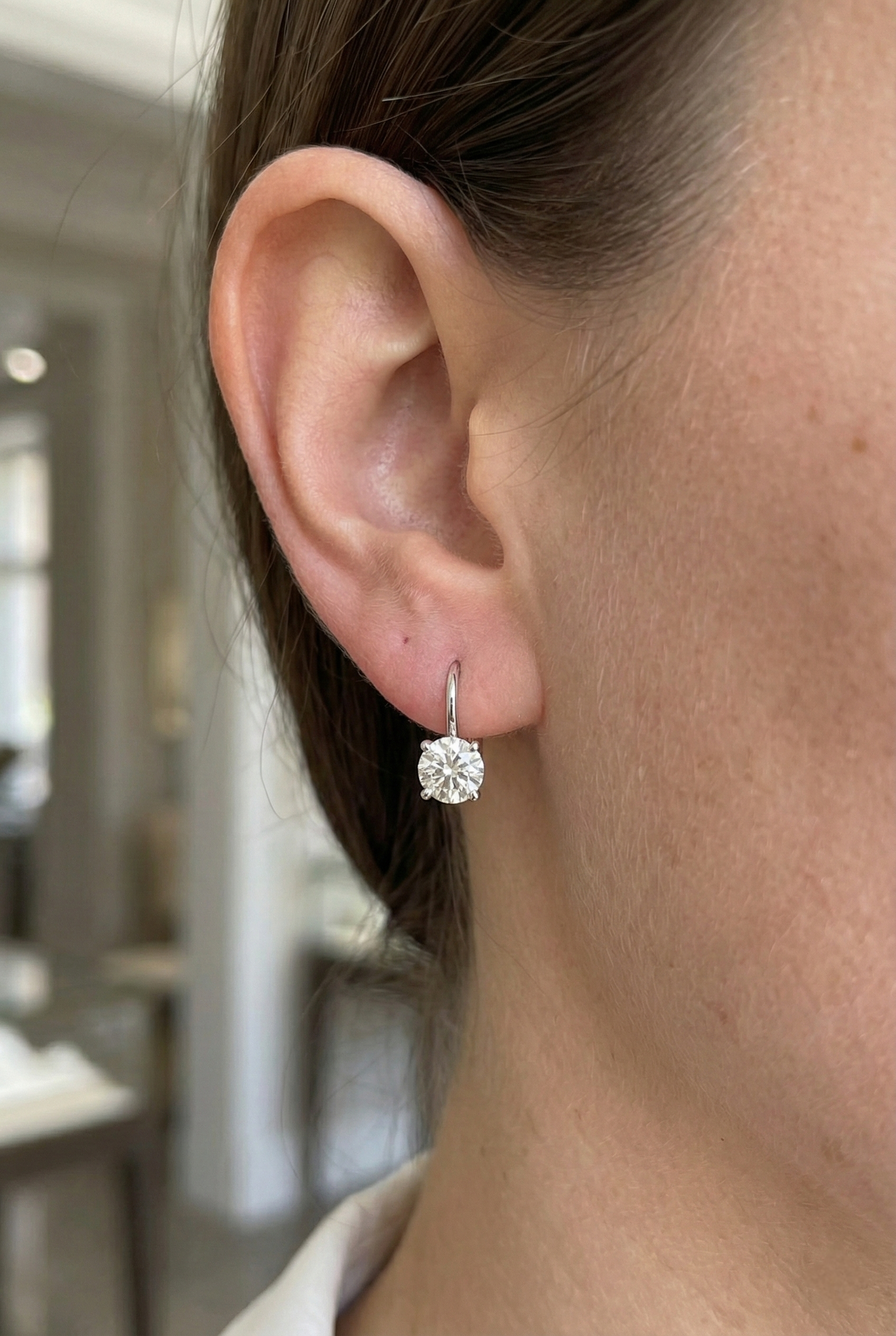 Round Solitaire Hoop Earrings