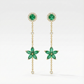 Emerald Dangle Flower Earrings