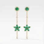 Emerald Dangle Flower Earrings