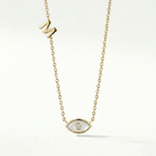 Evil Eye Diamond Necklace with Letter