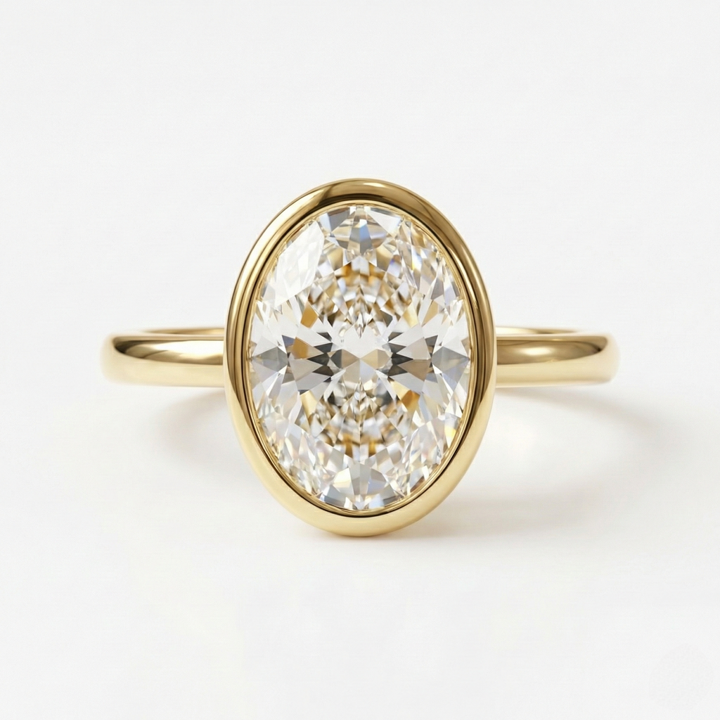Oval-Cut Bezel Set Ring