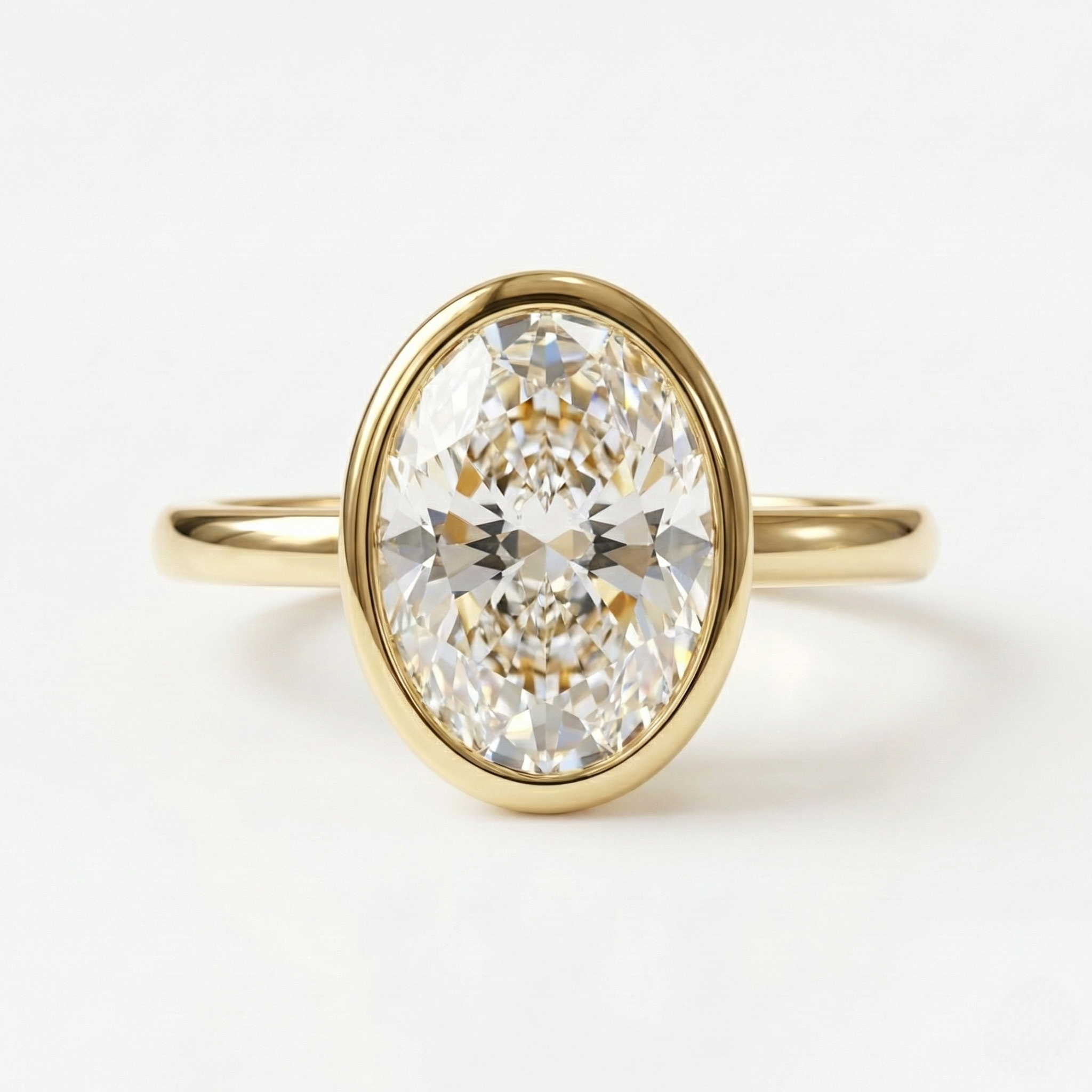 Oval-Cut Bezel Set Ring
