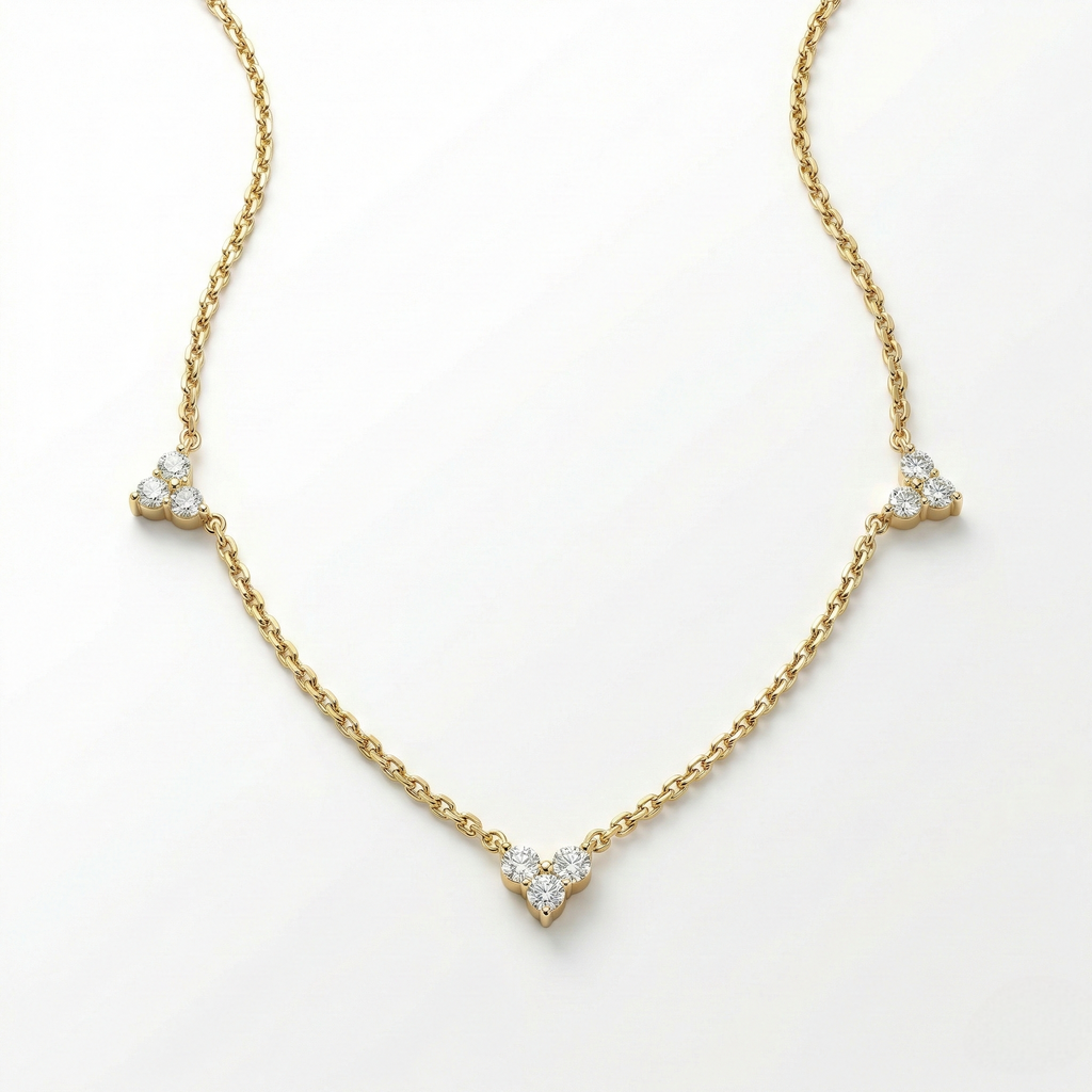 Diamond Cluster Station Necklace