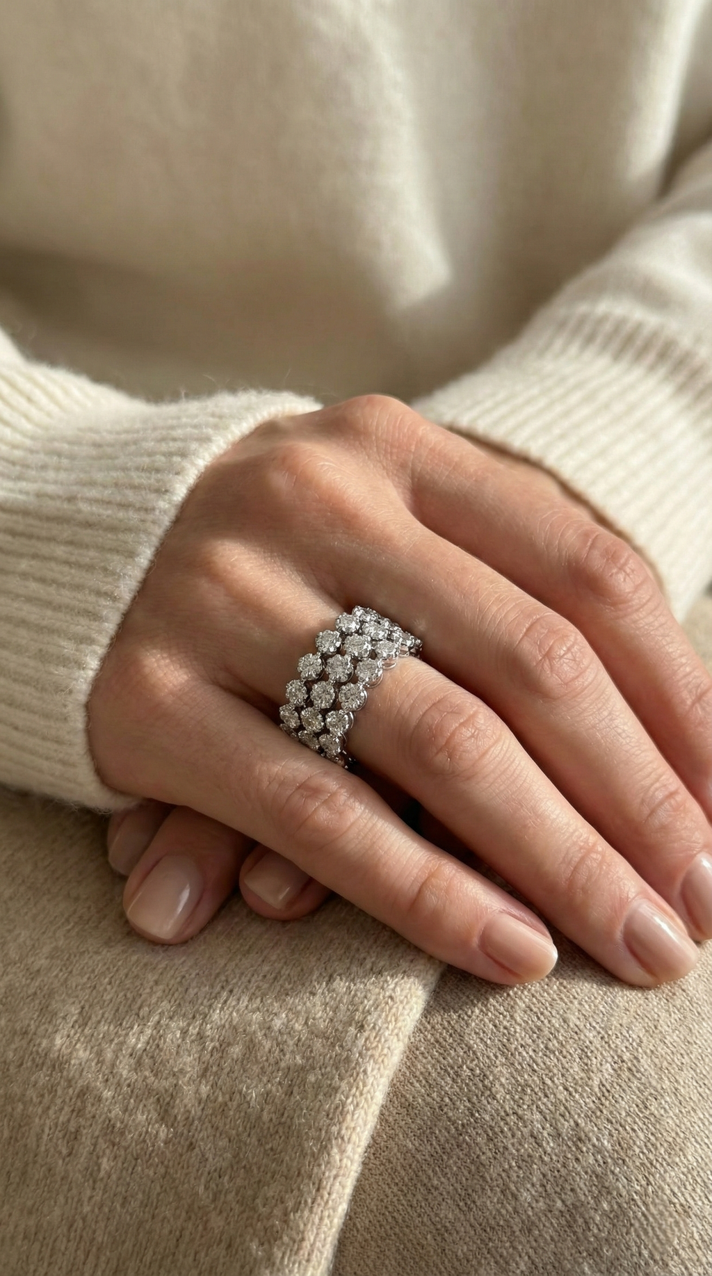 Triple Row Diamond Eternity Ring