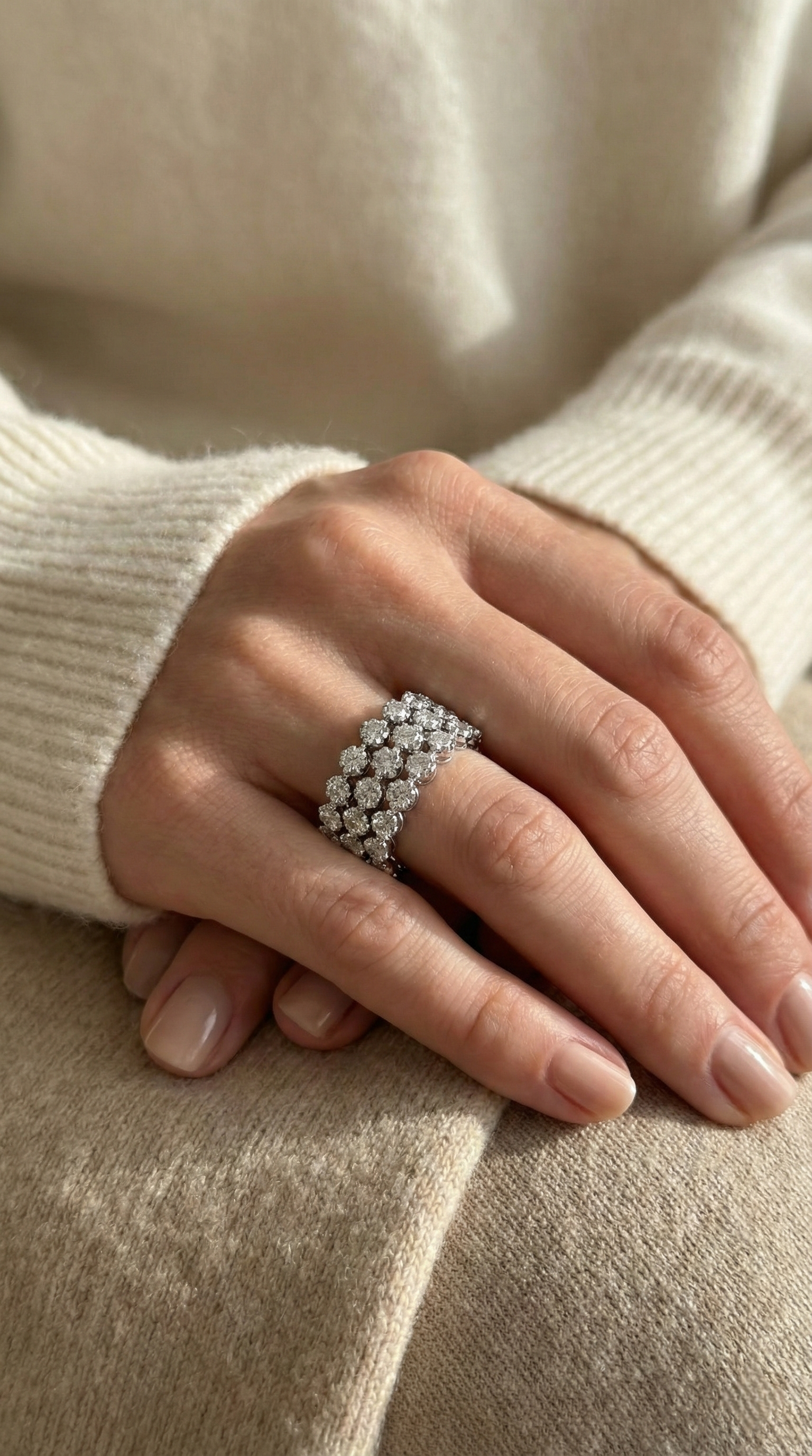 Triple Row Diamond Eternity Ring