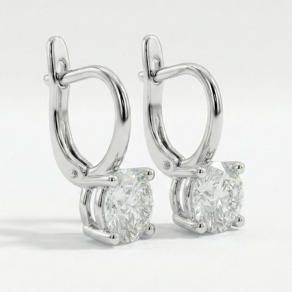 Round Solitaire Hoop Earrings