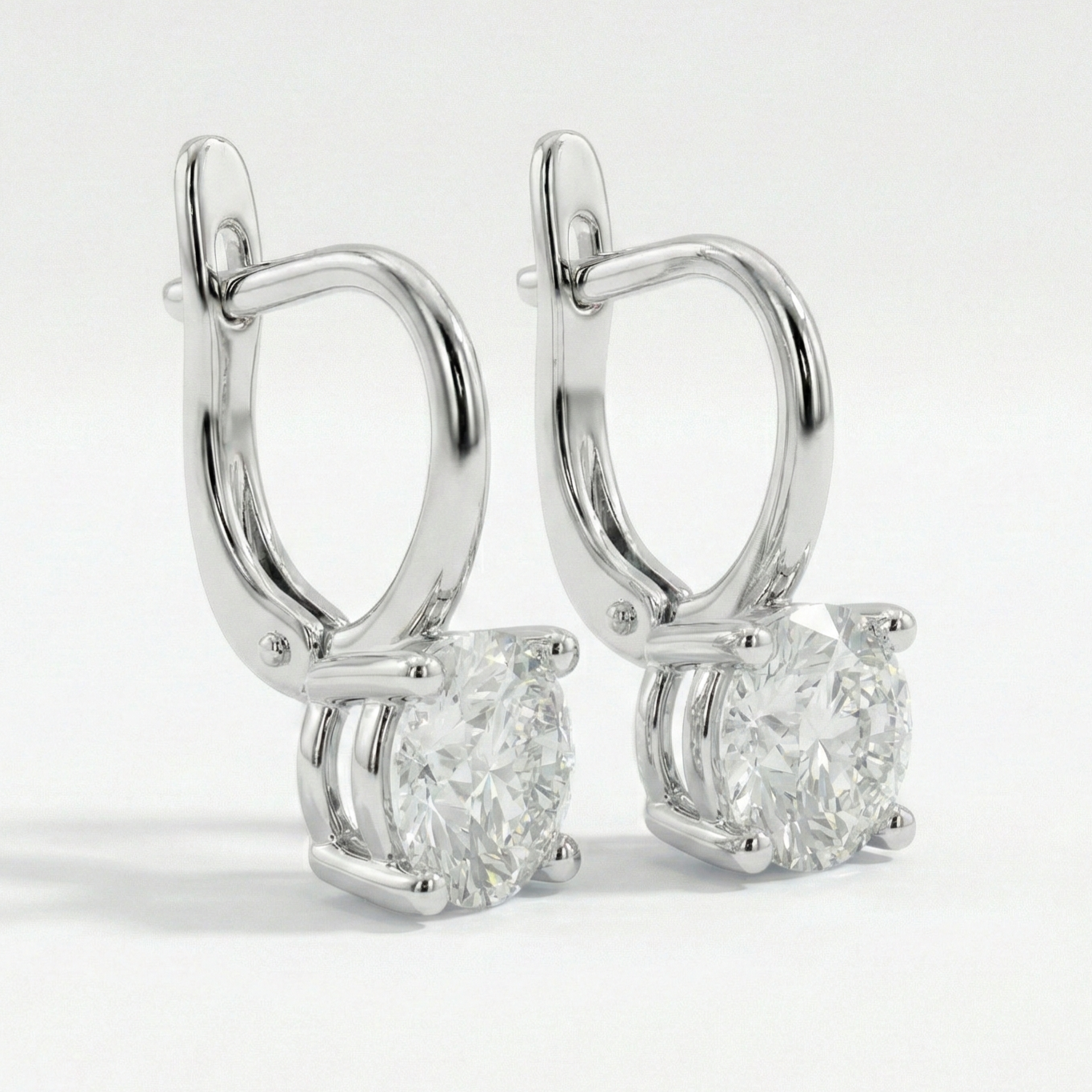 Round Solitaire Hoop Earrings