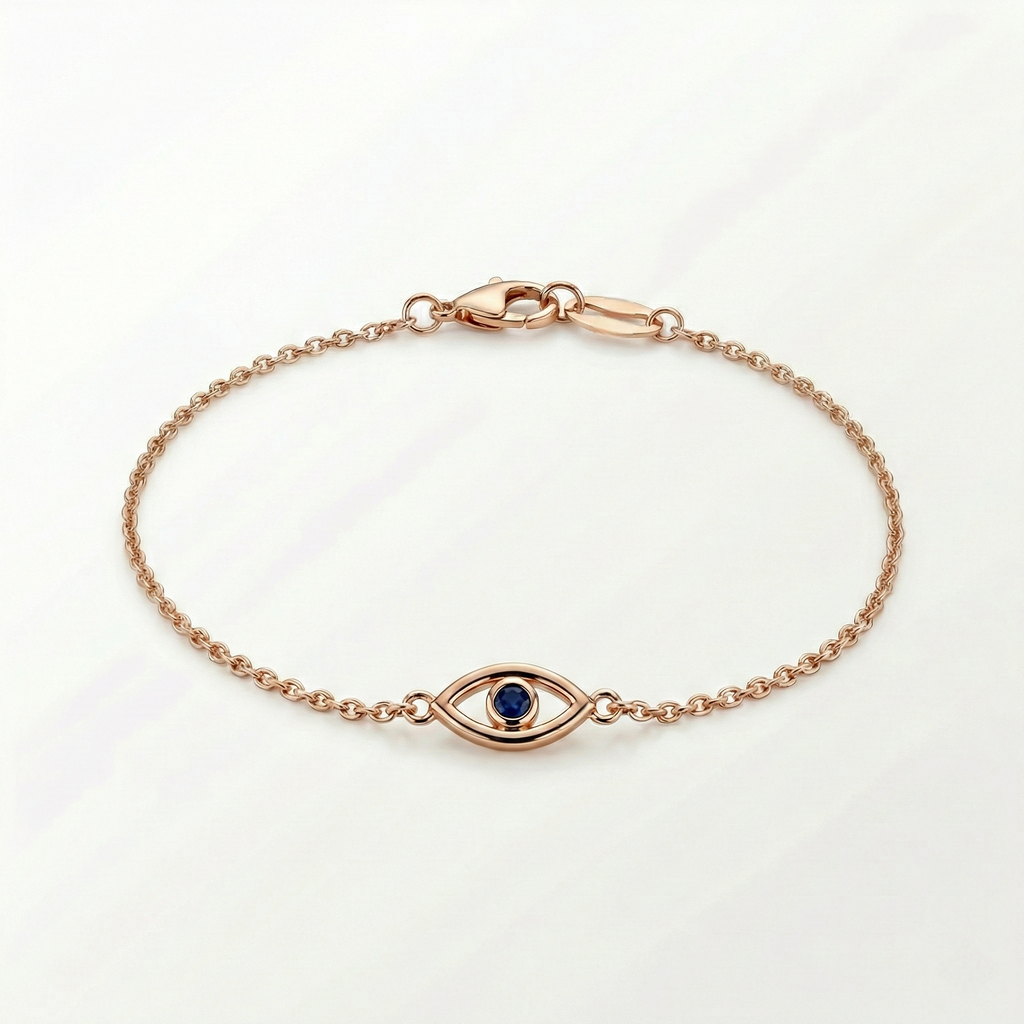 Minimal Evil Eye Sapphire Bracelet