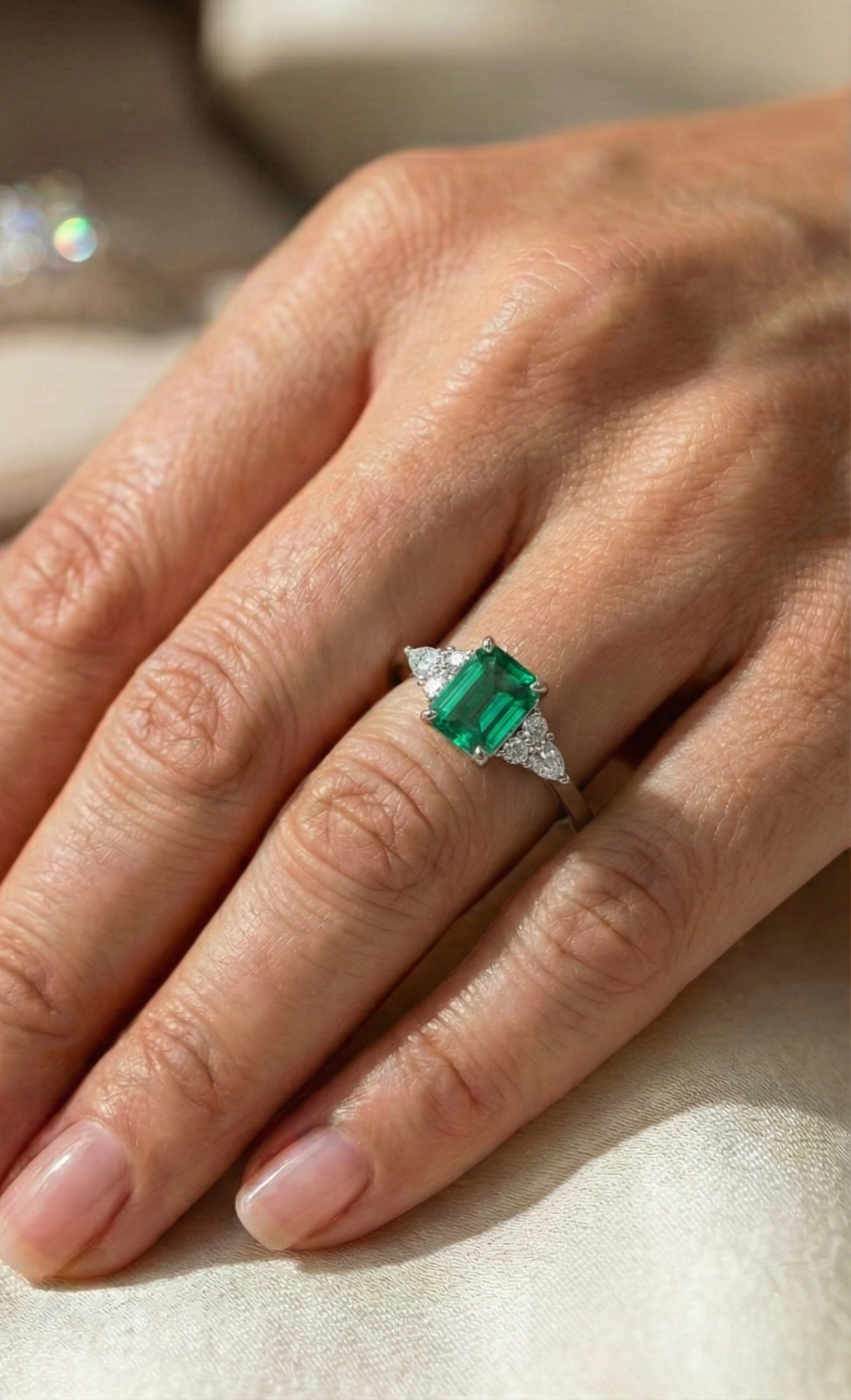 Chatham Emerald & Diamond Ring