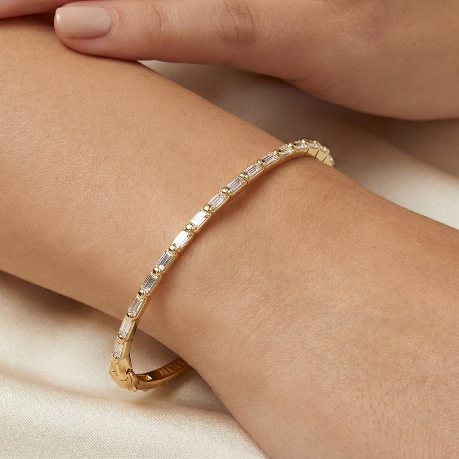Baguette cut Diamonds Bangel Bracelet