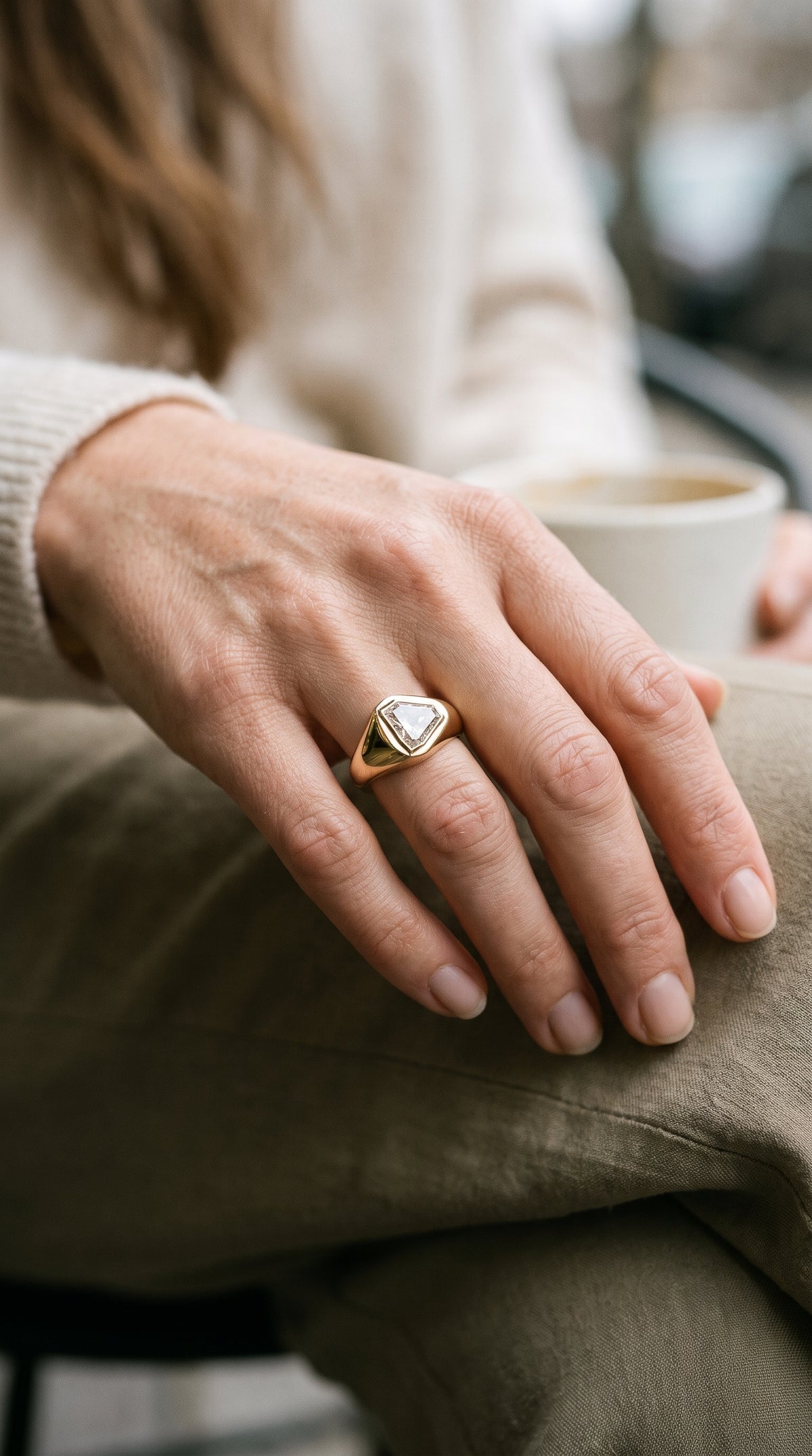 Bombay Shield Diamond Signet Ring