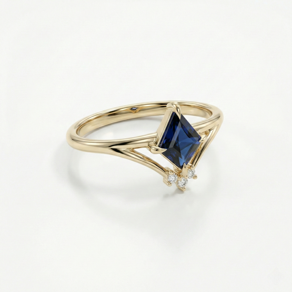 Hexagon Sapphire & Diamonds Ring