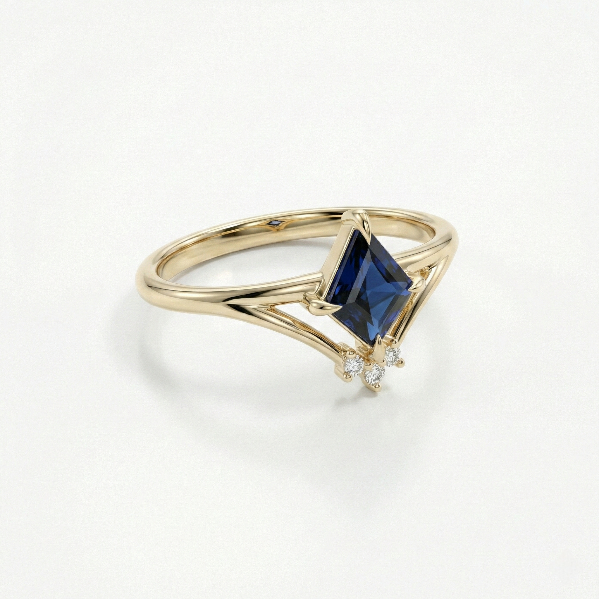 Hexagon Sapphire & Diamonds Ring