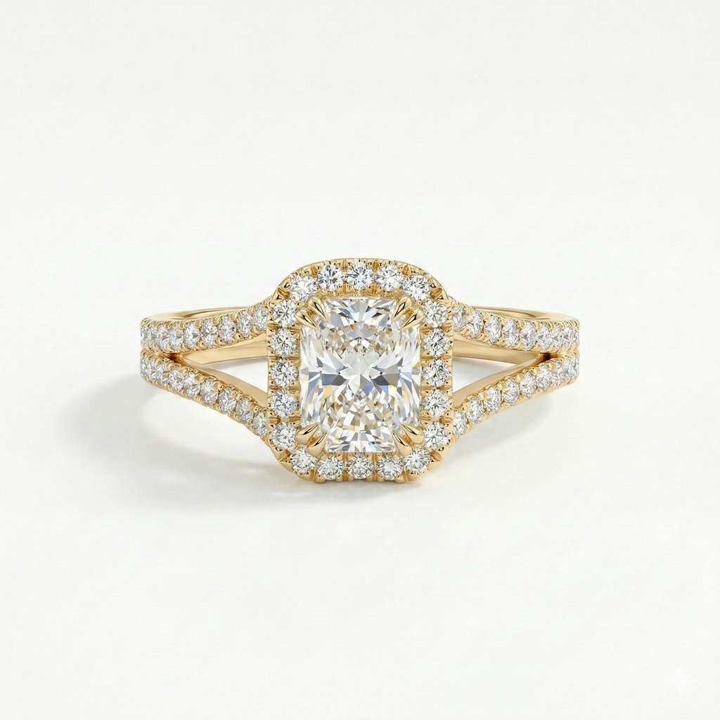 Radiant Halo Split Shank Ring