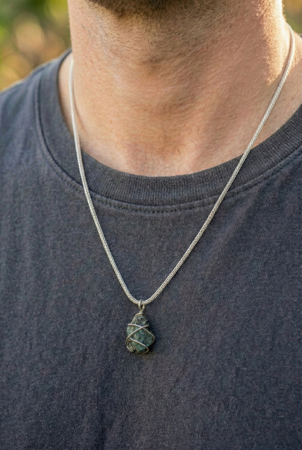Handcrafted Raw Emerald Pendant