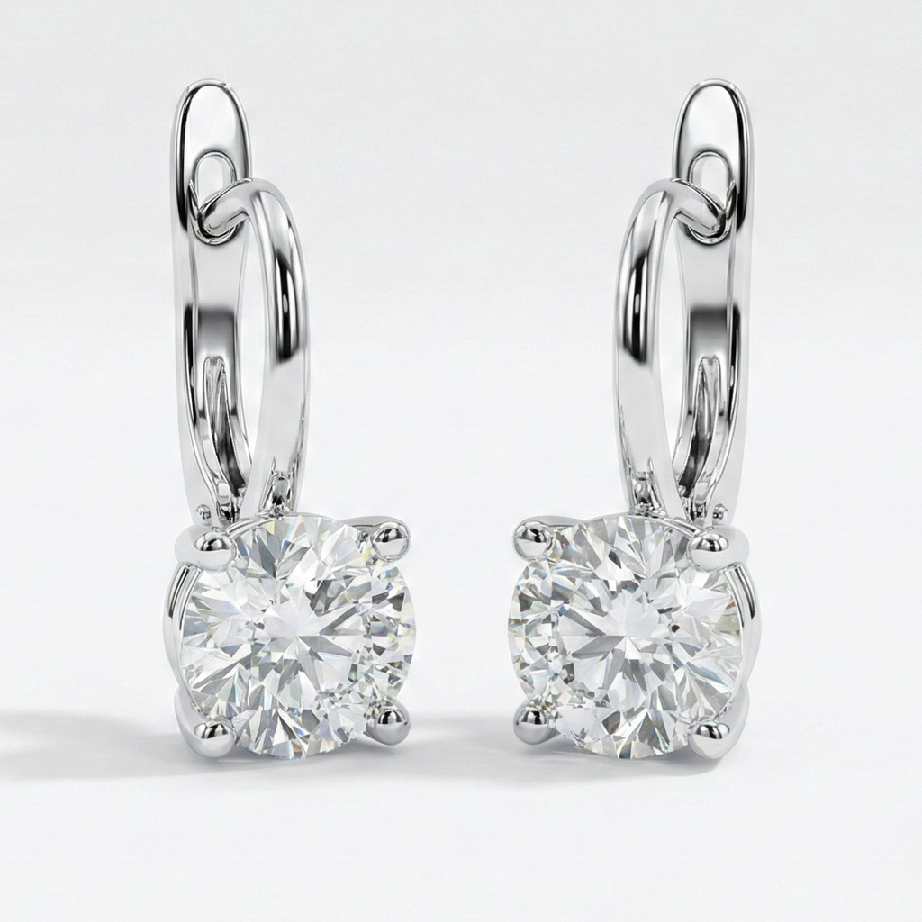Round Solitaire Hoop Earrings