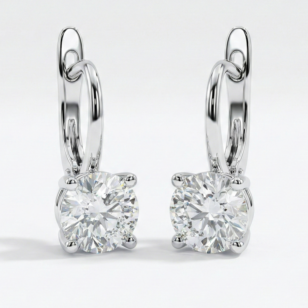 Round Solitaire Hoop Earrings