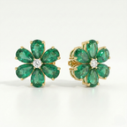 Emerald Flower Diamond Earrings