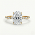 Oval Diamond Ring with Hidden Halo and Pavé Band
