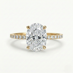 Oval Diamond Ring with Hidden Halo and Pavé Band