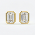 Emerald Cut Bezel Earrings
